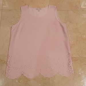 Like New Lila Rose Blush Scalloped Hem Cutout Top